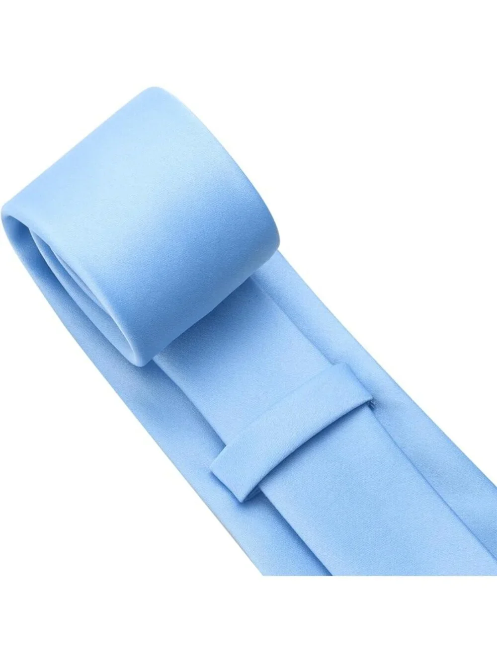 Men's Light Blue Solid Microfiber Plain Formal Silk Necktie For Business Dress